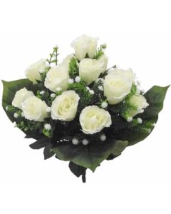 Rosebud & Gypsophila Bush x18 Heads Ivory