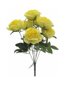 40cm Open Rose Bush Yellow Florist Supplies UK