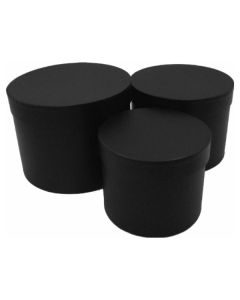 Set of 3 Round Flower Boxes Black Florist Supplies