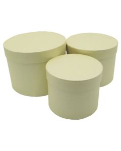 Set of 3 Round Flower Boxes Ivory