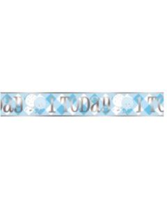 Age 1 Blue Gingham Foil Banner Unique