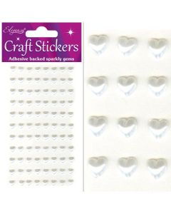 Eleganza Craft Stickers 6mm X 88 Pearl Hearts White No.1
