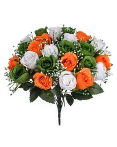 Orange/White/Green 40cm Rosebud Bush & Gyp Florist Supplies