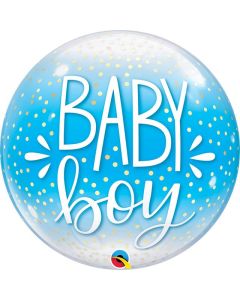 22" Blue with White Confetti Baby Boy Bubble Qualatex