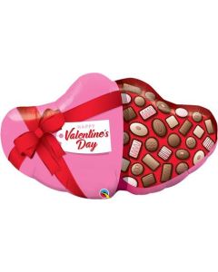 39" Happy Valentine's Day Chocolate Box Shape Foil Balloon Qualatex