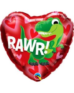 18" Rawr! Dino Heart Foil Balloon Qualatex