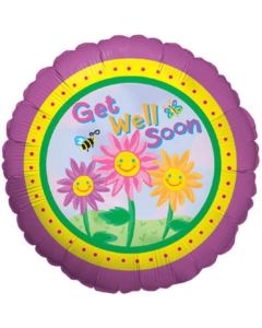 18" Get Well Soon Flowers Foil Balloon Oaktree