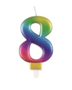 9cm Met Rainbow Number Candles 8 Pk6 Unique