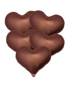 14" Metallic Brown Jelly Heart Foil Balloon Unpackaged Pk5
