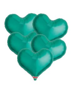 18" Metallic Green Jelly Heart Foil Balloon Unpackaged Pk5