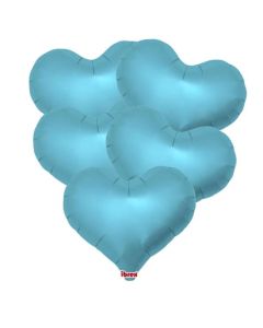 18" Metallic Light Blue Jelly Heart Foil Balloon Unpackaged Pk5