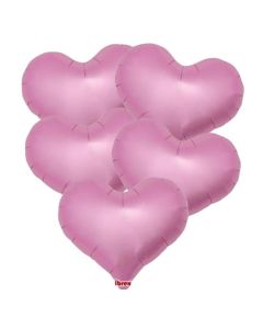 18" Metallic Pink Jelly Heart Foil Balloon Unpackaged Pk5