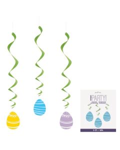 3 Colourful Easter Hanging Swirl Decorations Unique