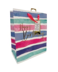 FEMALE BDAY STRIPES LARGE BAG - 33961-2C