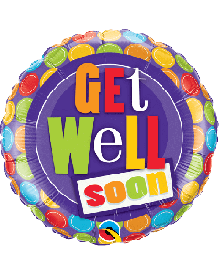 18" Multi Coloured Get Well Round Foil Qualatex