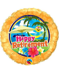 18" Yellow & Multi Coloured Retirement Round Foil Qualatex
