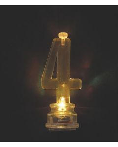 Number 4 Flashing Candle Holder with Candle Unique Pk6