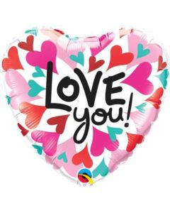 18" Love You Hearts Heart Foil Balloon Qualatex