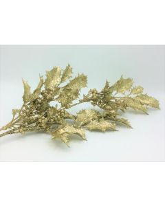 58cm Gold Glitter Holly Berry Spray