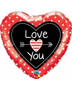 18" Love You Dots Foil Balloon Qualatex