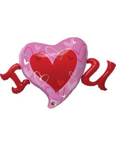 46" I Heart U Shape Foil Balloon Qualatex