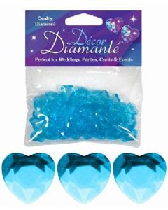 Pearl Blue Diamante Hearts Decoration 12mm Oaktree