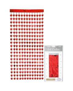HEART FOIL DOOR CURTAIN 0.90MX2.50M MET RED - 667624