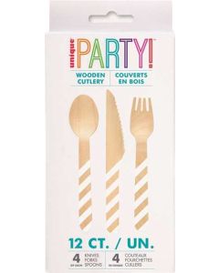 Disposable wooden Cutlery Set of 4