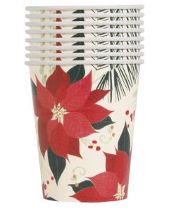 Pk8 9oz Cups Poinsettia
