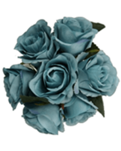 31cm Open Rose Bundle (Bundle Of 7) Teal