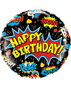 18" RND 01CT BDAY SUPER HERO BLACK - 88148/1