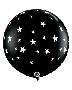 36" Onyx Black Contemporary Stars Latex 2pk Qualatex