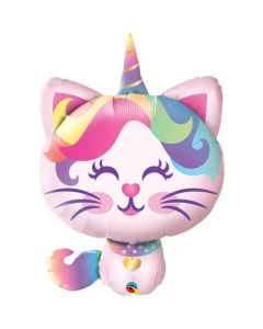 38" Pink Mythical Caticorn SuperShape Foil Balloon Qualatex