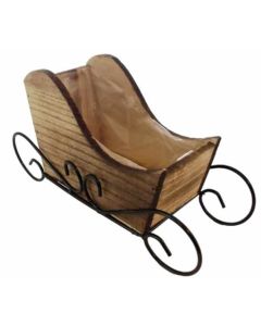 26cm Wooden Sleigh Planter Natural