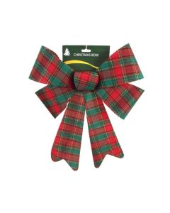 46cm Large Christmas Door Bow Tartan Red/Green