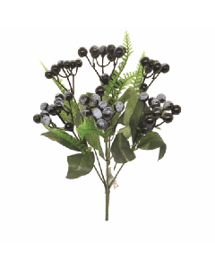 31cm Berry Bush With Fern Blue / Black