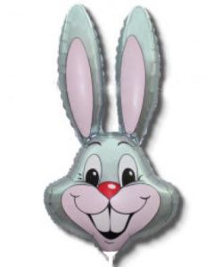 14" Silver Bunny Head Air Fill Unpackaged Foil Balloon