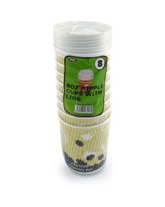 8oz Ripple Cups with Lids Pk8