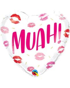 18" Muah! Kisses Heart Foil Balloon Qualatex