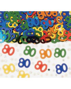 Age 80 Multi Coloured Table Confetti Amscan