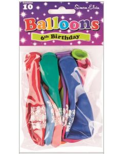 11" Age 6 Assorted Colours Latex 10pk x 6 Simon Elvin