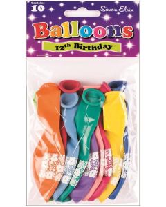 11" Age 12 Assorted Colours Latex 10pk x 6 Simon Elvin