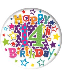 Age 14 Small Birthday Badge 6pk Simon Elvin