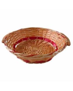 Round Basket Golden with Red Detail Unlined