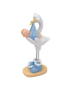 Blue Baby Shower Stork Holding Baby Club Green