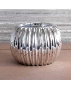 Silver Electroplated Ribbed Orchid Pot 14.6cm x 10.5cm
