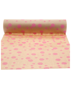 50cm Natural Kraft Paper W/Cerise Multi Dots