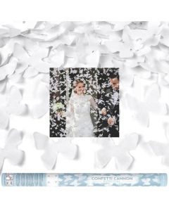 Confetti Cannon With Butterflies - White 60cm Party Deco