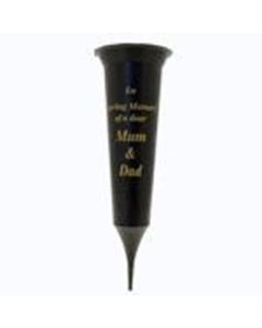 Black Spike In Loving Memory Mum & Dad Grave Vase