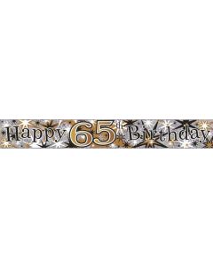 Single Banner Age 65 Black & Gold 2.5m Foil Simon Elvin